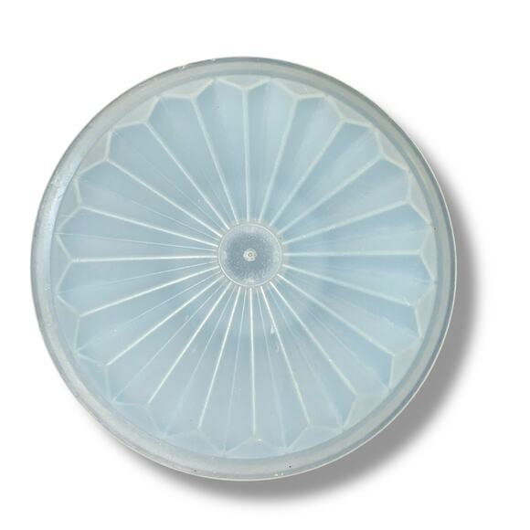 Tupperware Creamer Bowl with Push Button Lid Seal 1414 Almond Blue USA Vintage - Picture 12 of 14